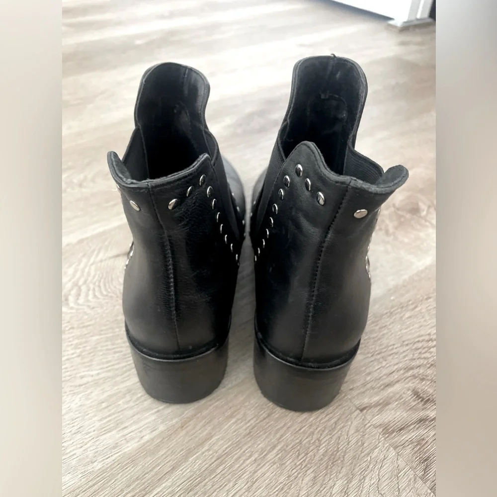 Steve Madden Black Studded Leather Ankle Boots